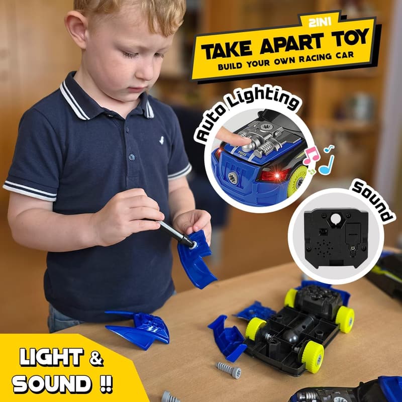 26-Piece Take Apart Racing Car Toy Set for Boys Age 3-5
