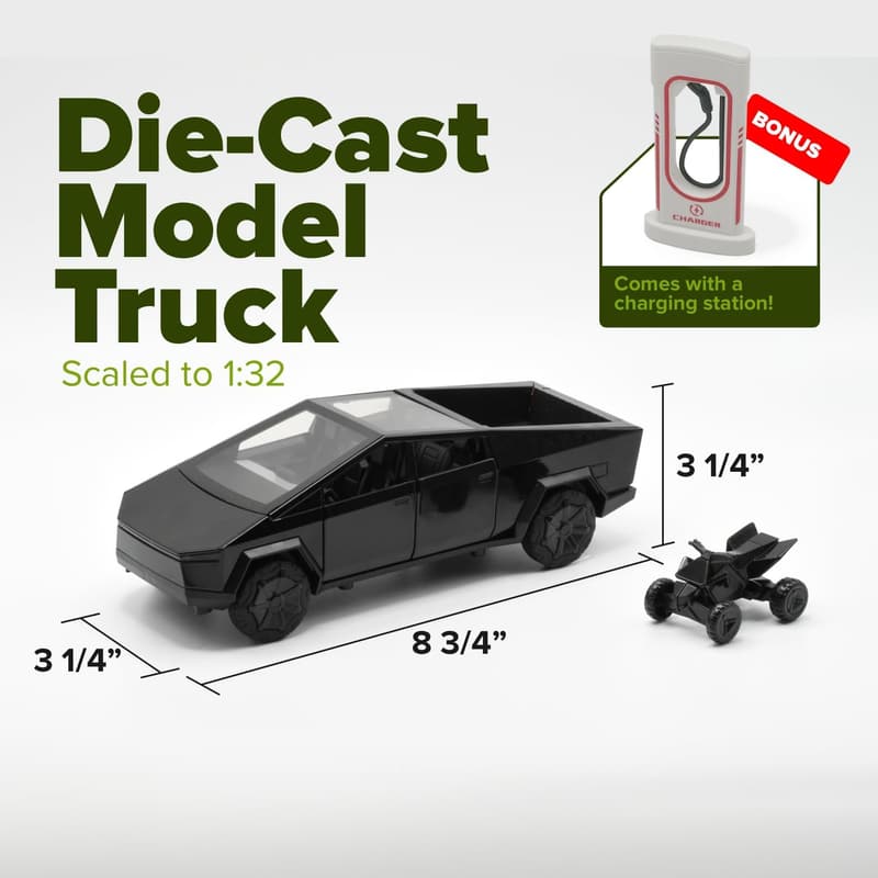 Die-Cast Cyber Truck Toy Car Set with Lights & Sounds