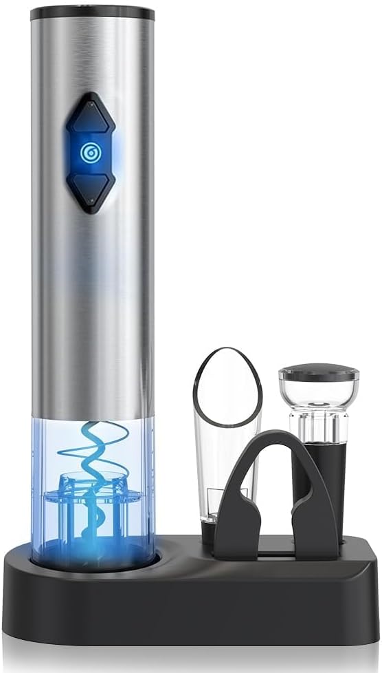 Electric Wine Opener Gift Set with Stainless Steel Accessories