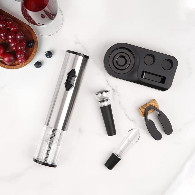 Electric Wine Opener Gift Set with Stainless Steel Accessories