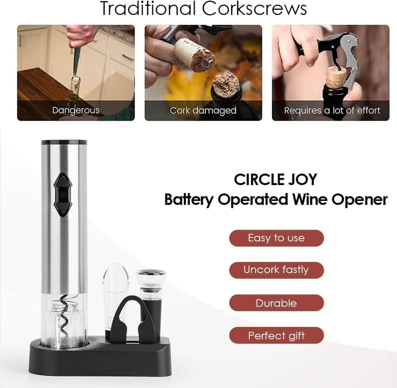 Electric Wine Opener Gift Set with Stainless Steel Accessories