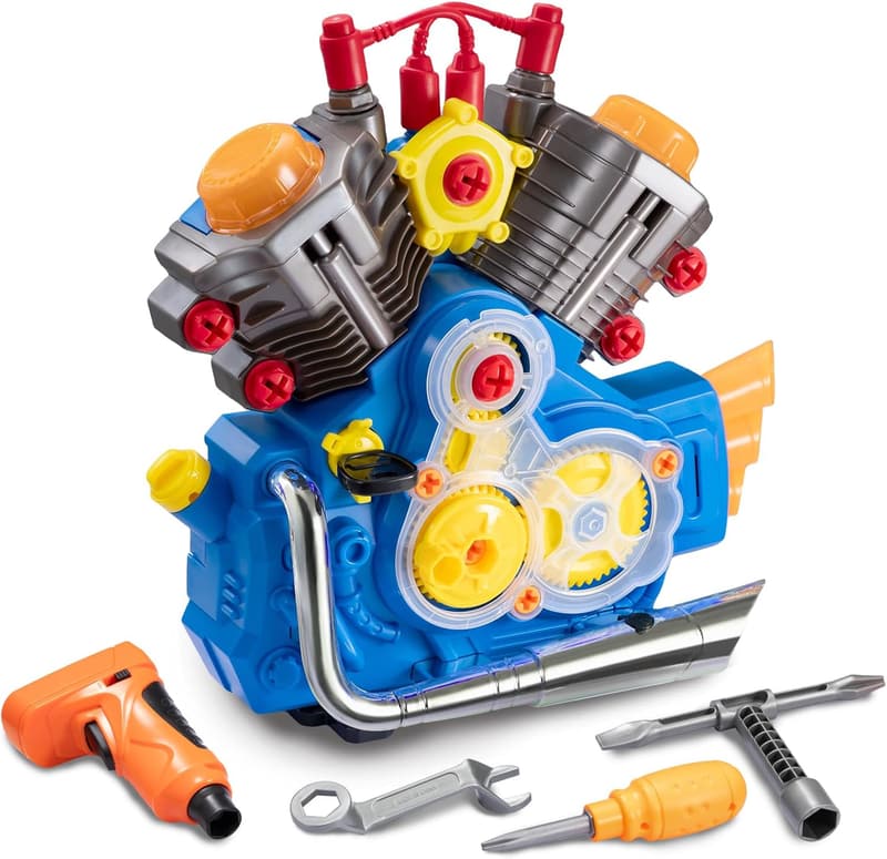 STEM Engine Building Kit for Kids - 42pc Take Apart Toy Set