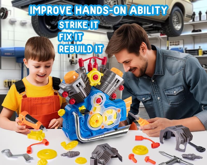 STEM Engine Building Kit for Kids - 42pc Take Apart Toy Set
