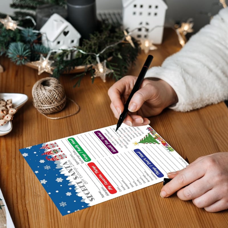 Christmas Gift Exchange Ideas - 25 Pack, 5x7-inch Cards