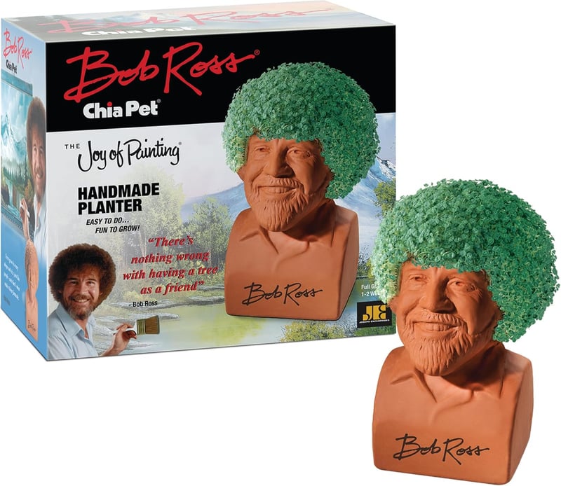Bob Ross Chia Pet Planter with Seed Pack - Fun Gift