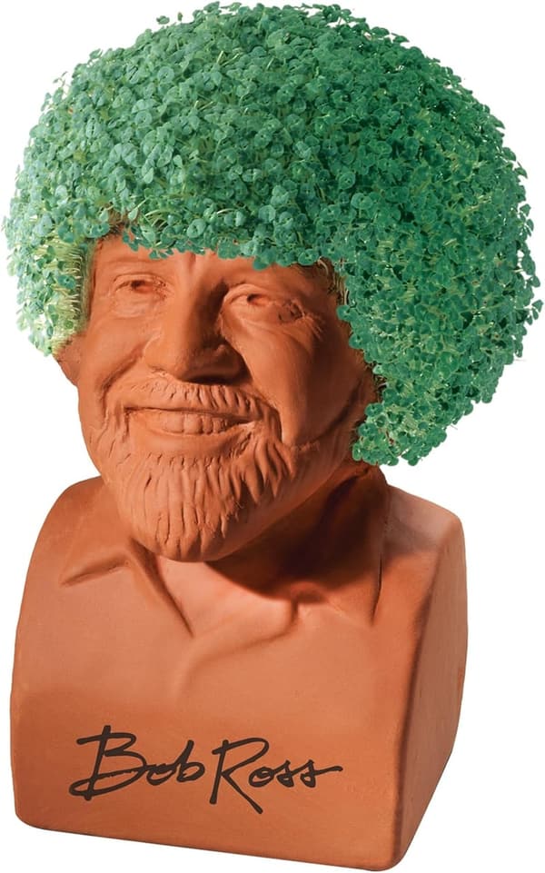 Bob Ross Chia Pet Planter with Seed Pack - Fun Gift