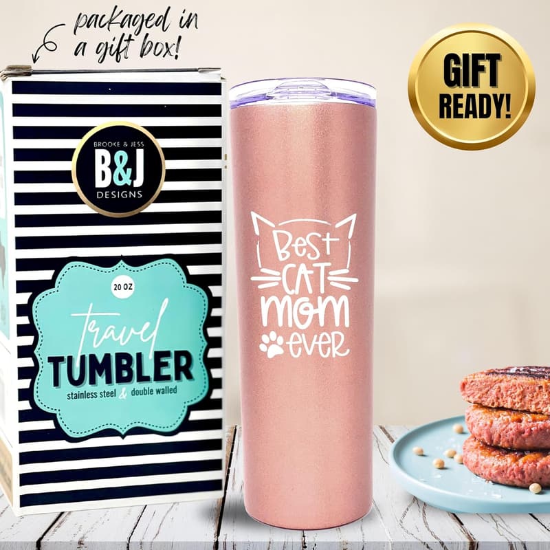 Funny Cat Mom Tumbler - 20 oz Insulated Mug for Women