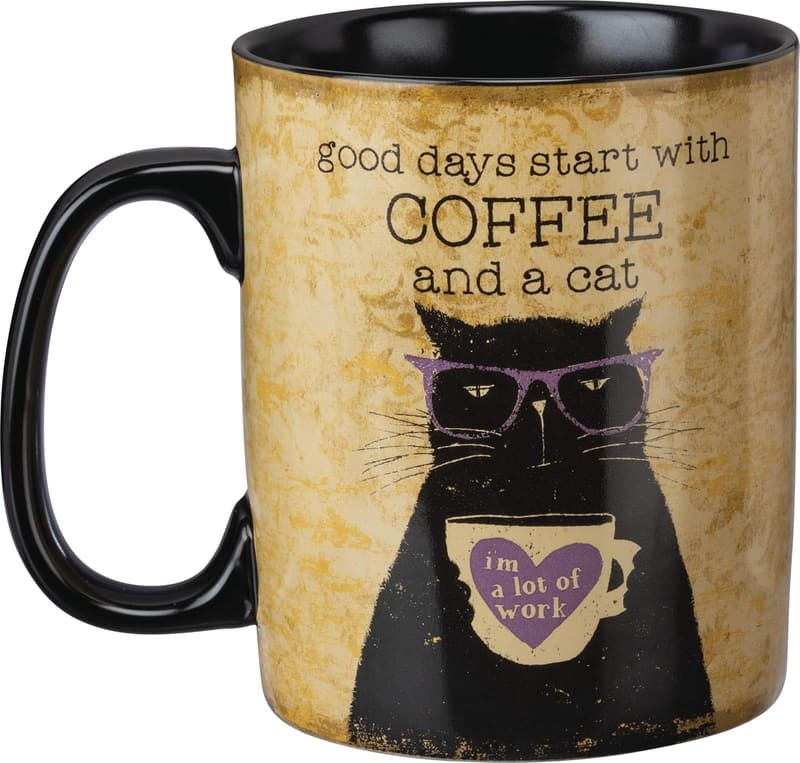 Cat Lover Coffee Mug - Double-Sided Stoneware, 20 Oz