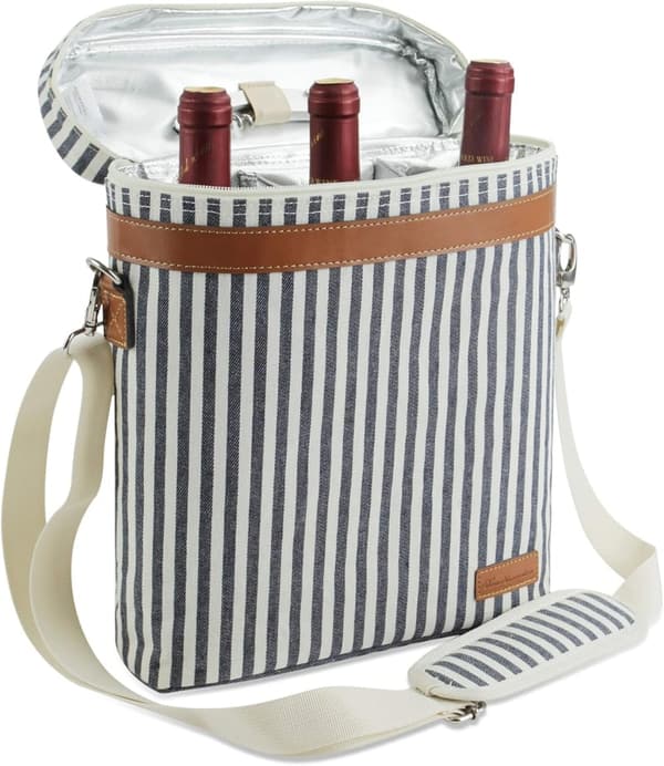 Portable Insulated Wine Carrier Tote with Corkscrew – Ideal Gift for Wine Lovers