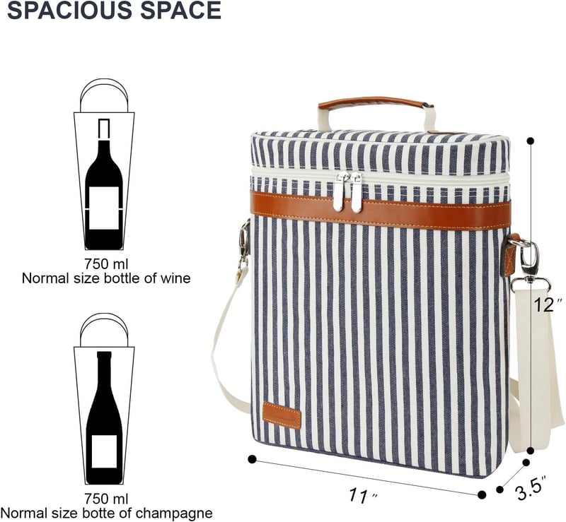 Portable Insulated Wine Carrier Tote with Corkscrew – Ideal Gift for Wine Lovers