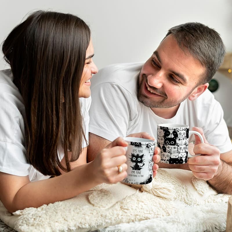 Funny Black Cat Mug for Cat Moms - 11 Oz Birthday Gift