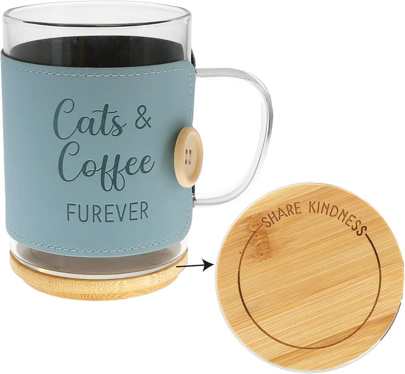 Cats & Coffee Furever 16 oz Coffee Mug with Bamboo Coaster