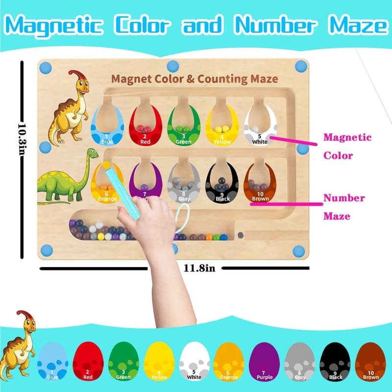 Educational Magnetic Dinosaur Maze for Toddlers - Montessori Toy
