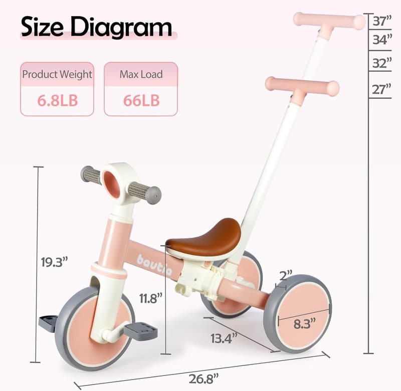 5-in-1 Kids Tricycle Balance Bike for Toddlers 1-4 Years