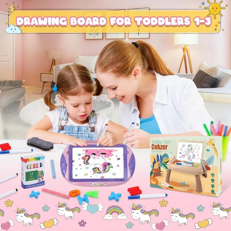 Toddler Learning Toys with Magnetic Letters & Numbers - Unicorn Pink