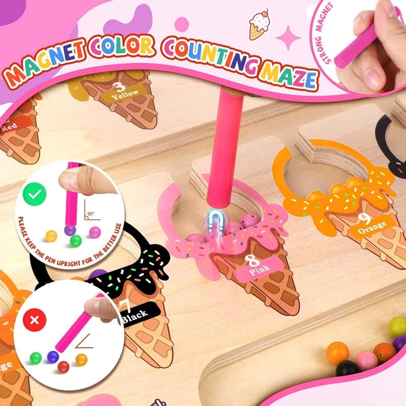 Montessori Magnetic Color & Number Maze Toy for Toddlers
