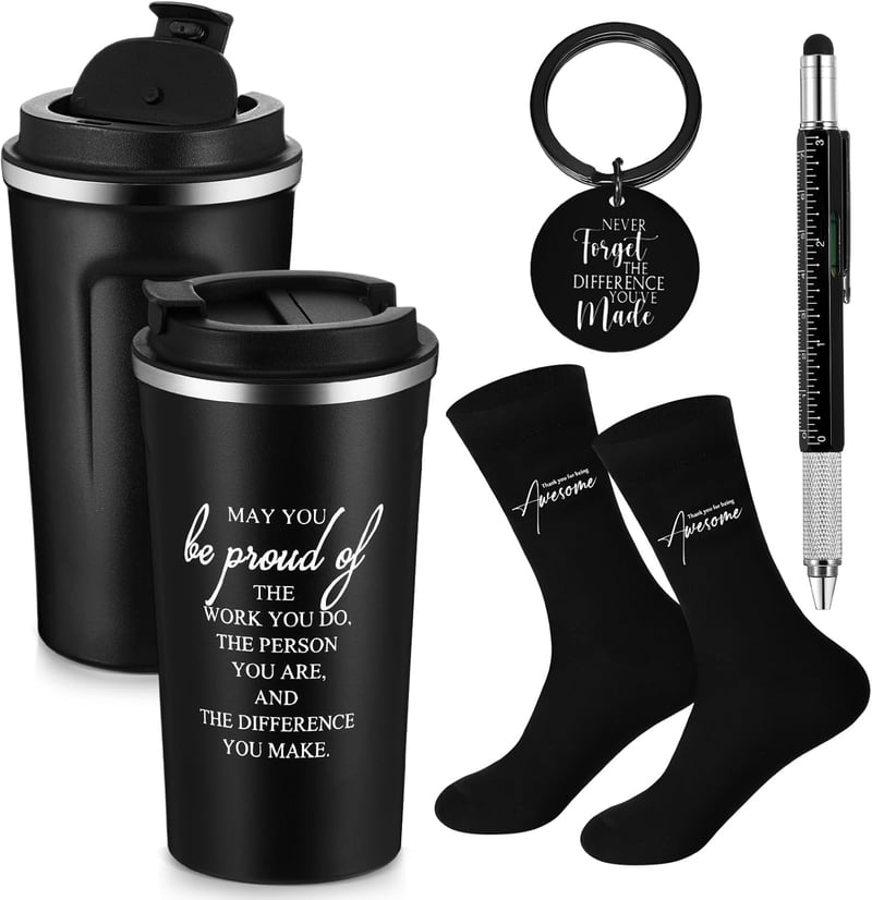 Father's Day Appreciation Gift Set for Men - 17 oz Tumbler & Keychain