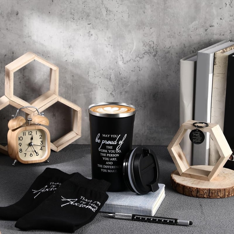 Father's Day Appreciation Gift Set for Men - 17 oz Tumbler & Keychain