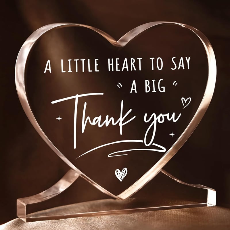 Teacher Appreciation Heart-Shaped Acrylic Desk Plaque