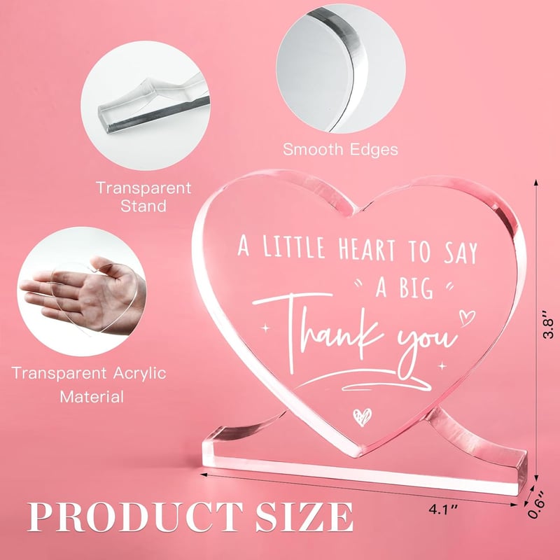 Teacher Appreciation Heart-Shaped Acrylic Desk Plaque