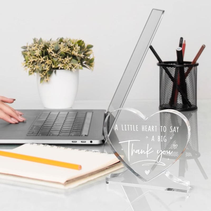 Teacher Appreciation Heart-Shaped Acrylic Desk Plaque