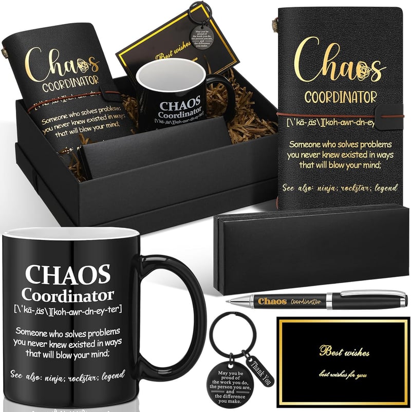 Employee Appreciation Gift Set for Men - Coordinator Mug, Notebook & Keychain