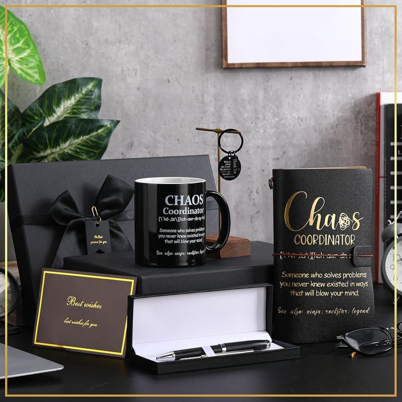 Employee Appreciation Gift Set for Men - Coordinator Mug, Notebook & Keychain