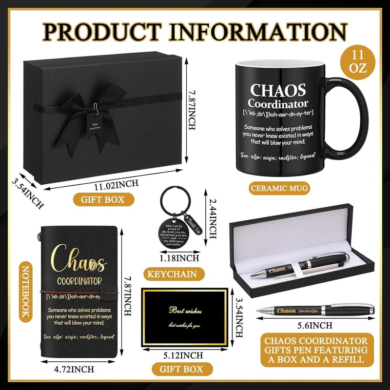 Employee Appreciation Gift Set for Men - Coordinator Mug, Notebook & Keychain