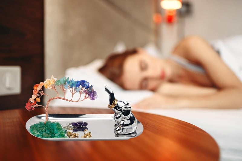 Elephant Ring Holder Tray with Chakra Crystals for Moms
