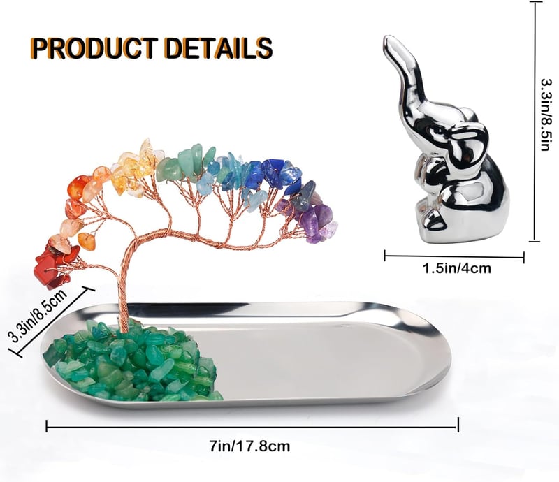 Elephant Ring Holder Tray with Chakra Crystals for Moms