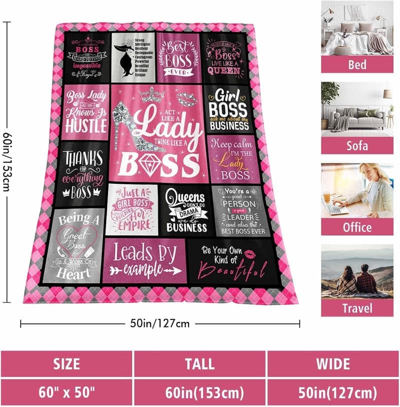 Boss Lady Appreciation Blanket Gift for Mother's Day, 60