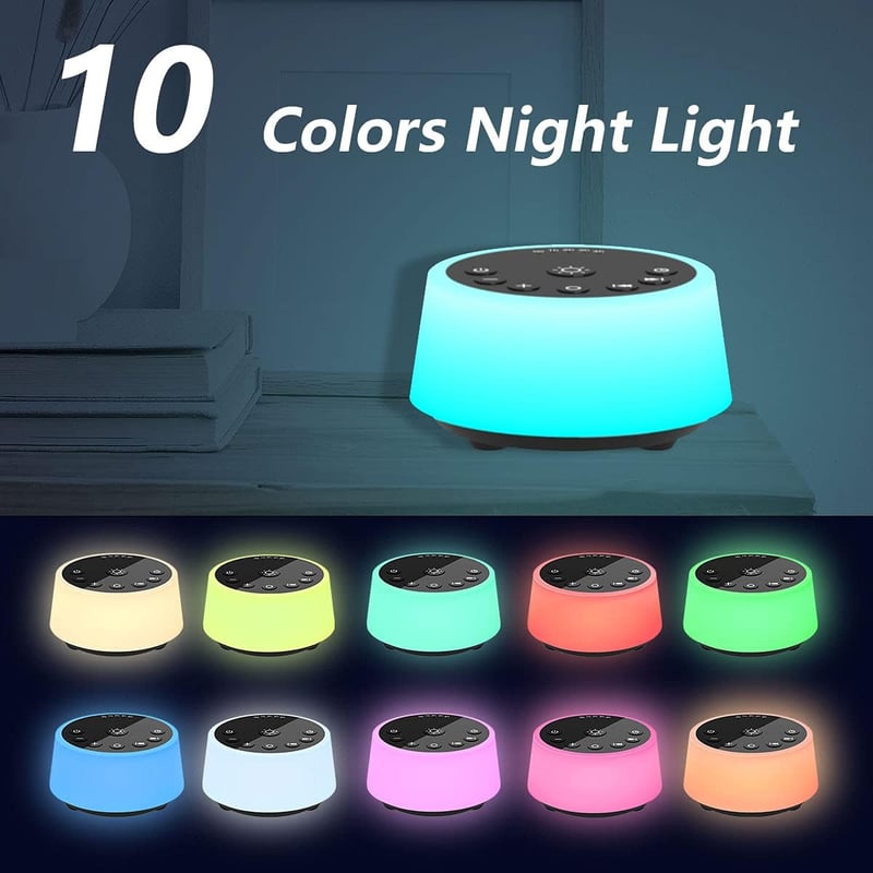 Sleep Sound Machine with 25 Soothing Sounds & 10 Color Night Light