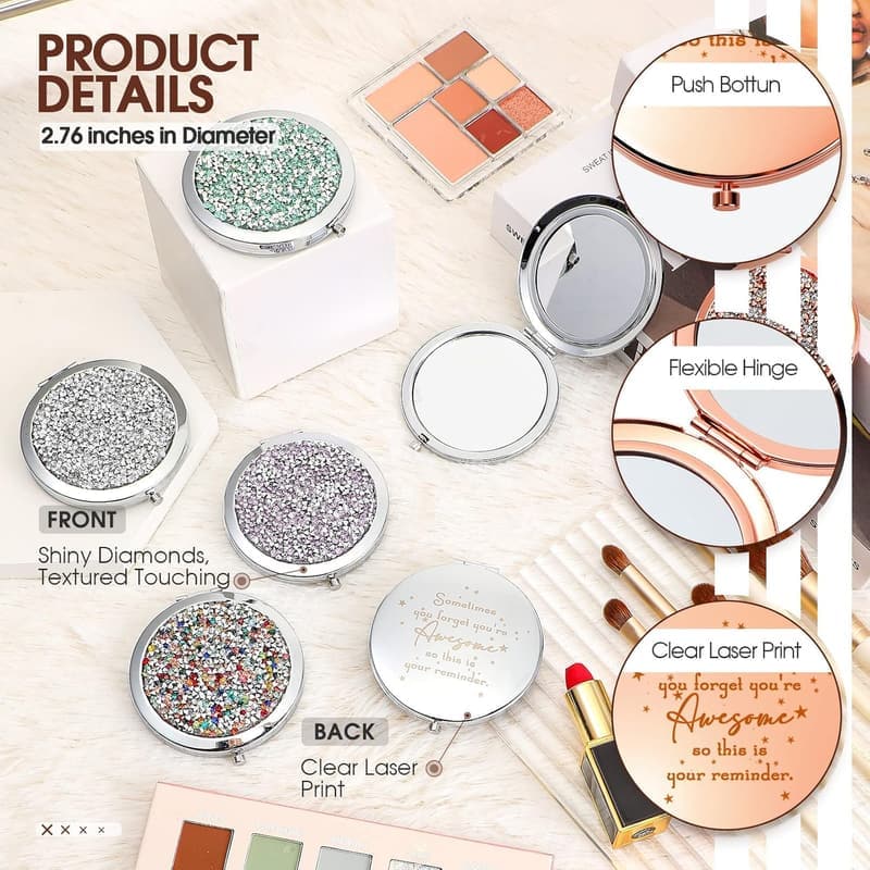 Inspirational Compact Mirror Set - 10 Pcs Appreciation Gifts for Women