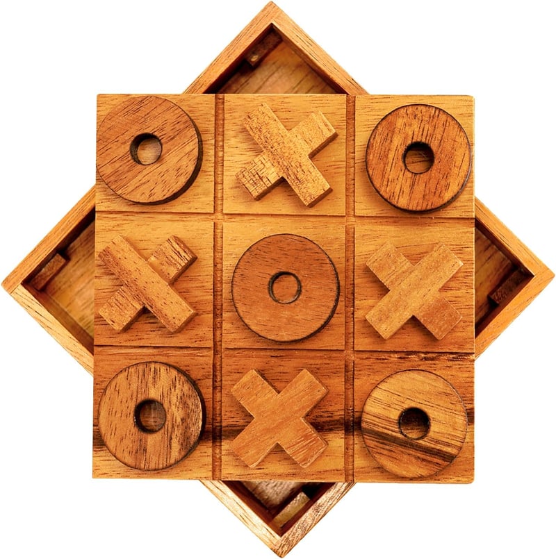 Wooden Tic Tac Toe Game - Modern Coffee Table Decor & Fun for All Ages