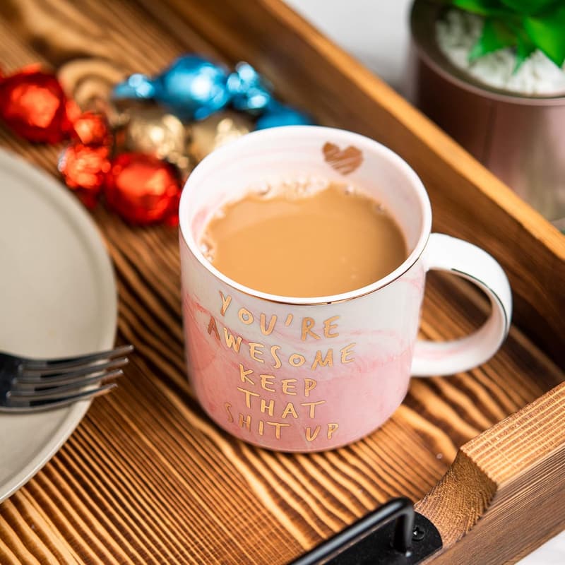 Funny Inspirational Ceramic Coffee Cup for Women - Thank You Gift