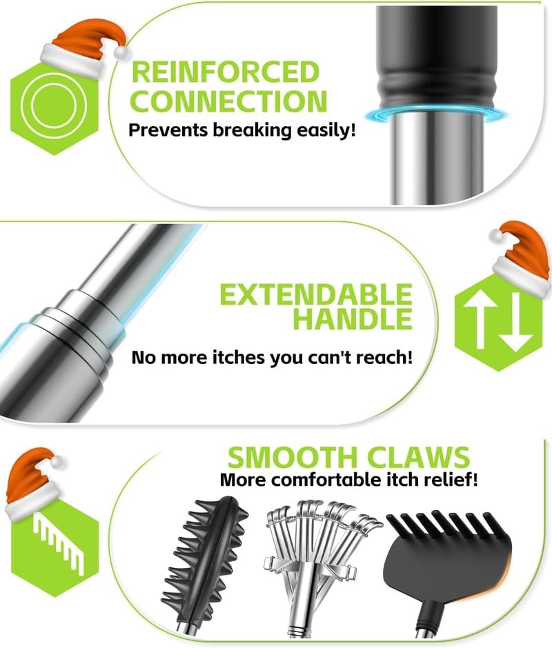 Extendable Metal Back Scratcher - Fun Christmas Gift for Adults