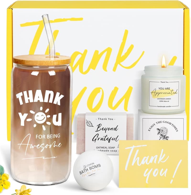 Thank You Gifts for Women - Appreciation Glass Cup Set