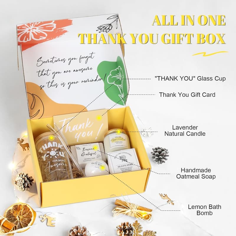 Thank You Gifts for Women - Appreciation Glass Cup Set