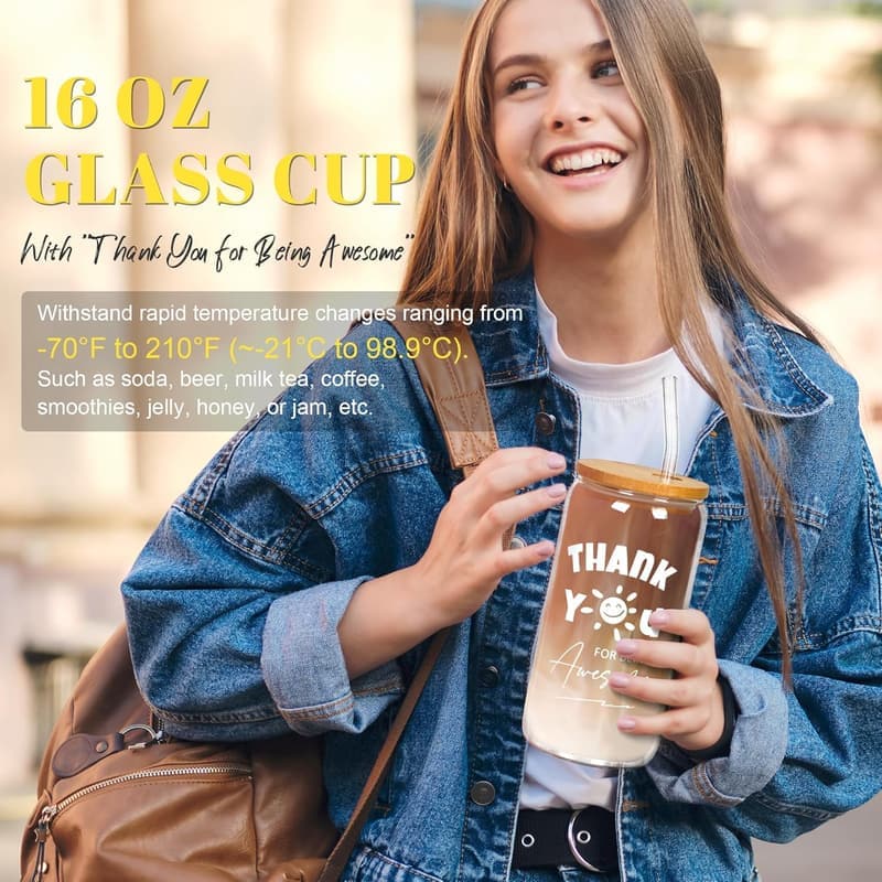 Thank You Gifts for Women - Appreciation Glass Cup Set