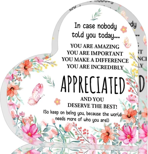 Inspirational Heart Acrylic Sign for Women’s Gratitude Gifts