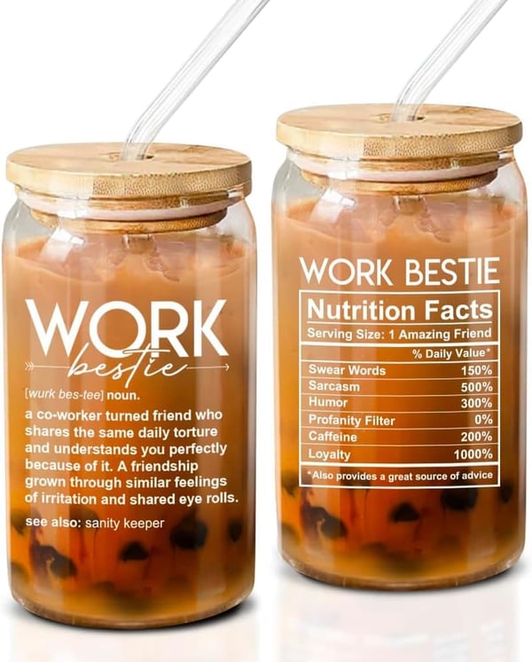 Bestie Appreciation Gifts - 16 Oz Coffee Glass for Women