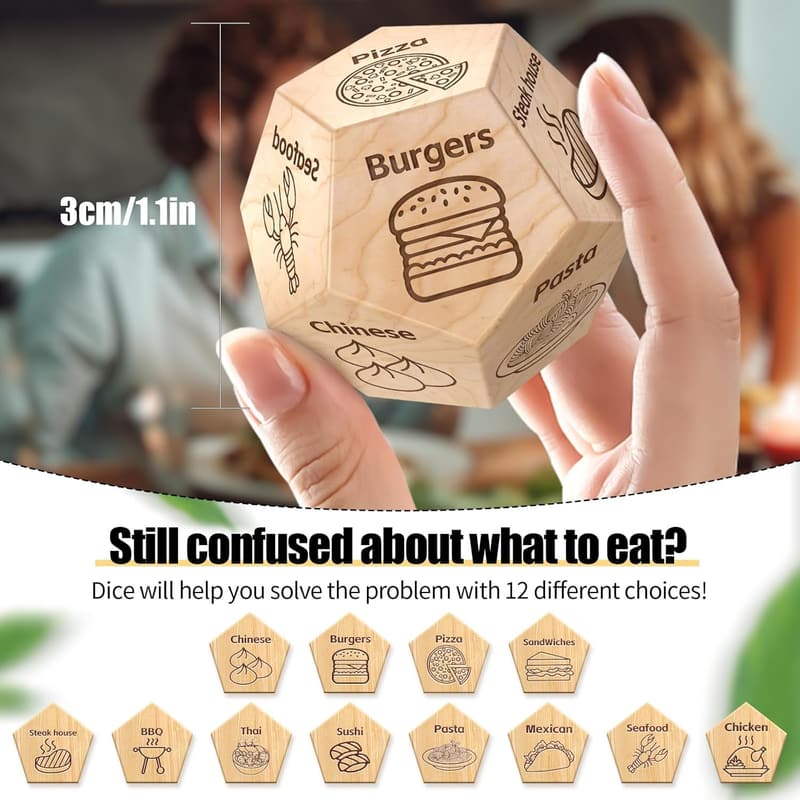 Date Night Food Decision Dice for Couples - Fun Gift for Him/Her