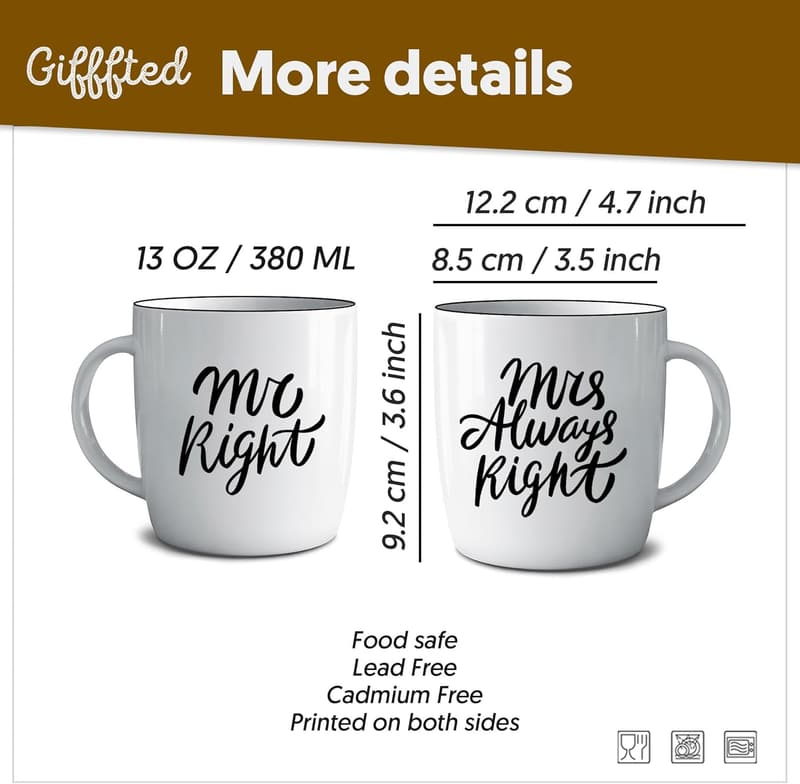 Wedding Anniversary Couples' Ceramic Coffee Mugs - His & Hers