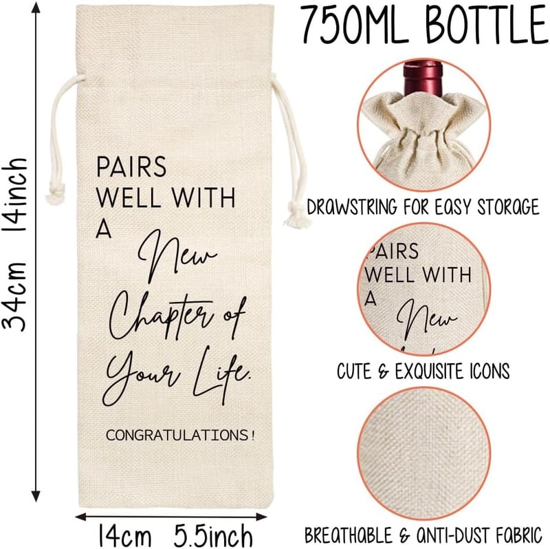 New Beginnings Wine Bag Gift for Friends and Coworkers