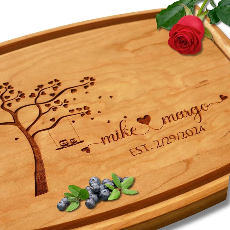 Personalized Wooden Cutting Board - Unique Wedding Gift for Couples
