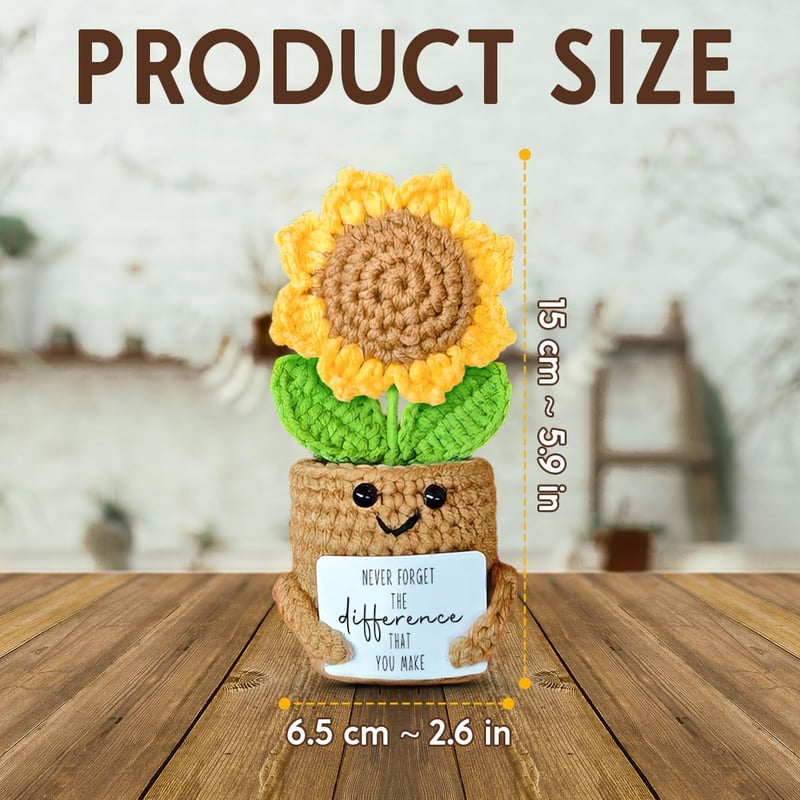 Mini Sunflower Crochet Gift for Coworker Farewell