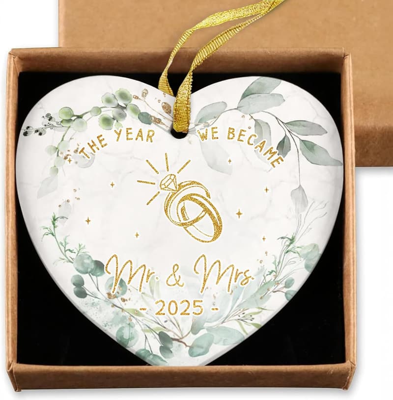 2025 Wedding Heart Ornament for Couples - Mr & Mrs Gift
