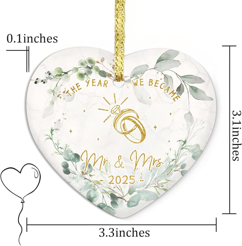2025 Wedding Heart Ornament for Couples - Mr & Mrs Gift