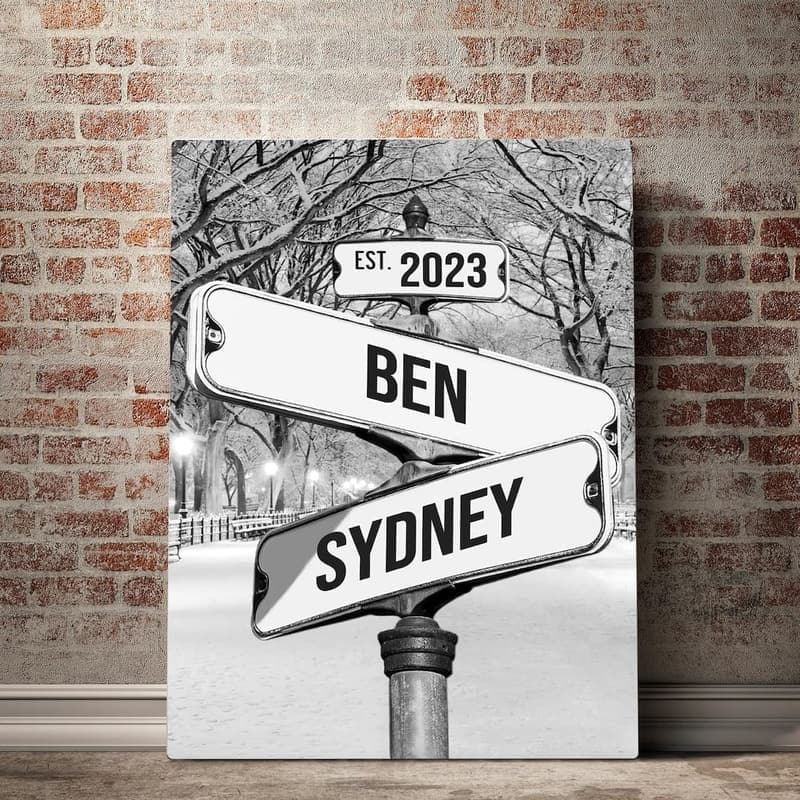 Personalized Vintage Street Sign Canvas for Couples