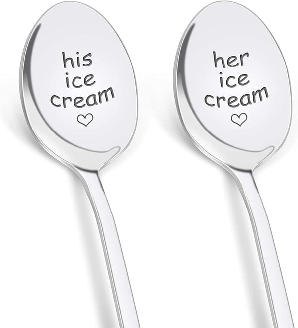 Couples' 2025 Ice Cream Spoons - His and Hers Anniversary Gift